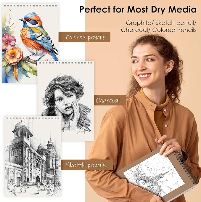iBayam 9x12 Sketchbook, Spiral Bound Sketch Book - Image 3