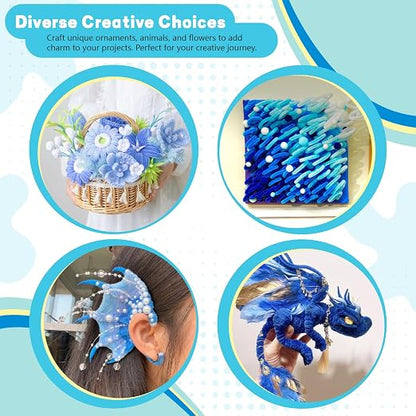 Pipe Cleaners Craft 500PCS 5 Colors Blue Pipe Cleaners Bulk 30CM Limpia Pipas - Image 2