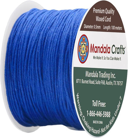 Mandala Crafts 0.5mm 109 Yards Blue Cotton Waxed Cord - Image 2