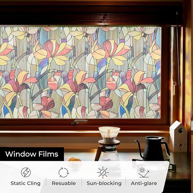 Window Privacy Film, Frosted Glass Decorative Static Cling, Removable Sun - Image 3