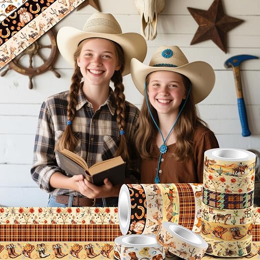 12 Rolls Western Washi Tapes, Wild West Cowboy Masking Tapes, Cowboy and - Image 7