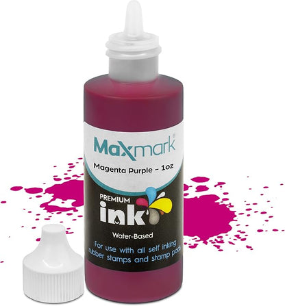 MaxMark Premium Refill Ink for self Inking Stamps and Stamp Pads, Magenta by Maxmark