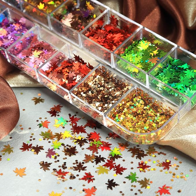 Thanksgiving Glitters Nails Sequins Fall Nail Glitter Sequins Autumn Maple Leaf - Image 5
