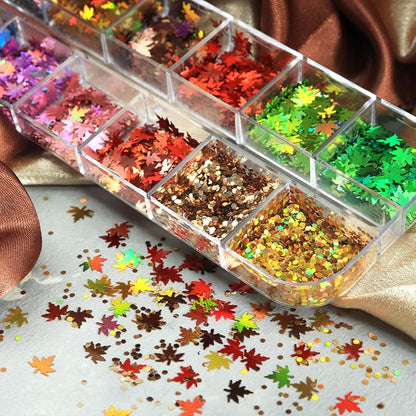 Thanksgiving Glitters Nails Sequins Fall Nail Glitter Sequins Autumn Maple Leaf - Image 5