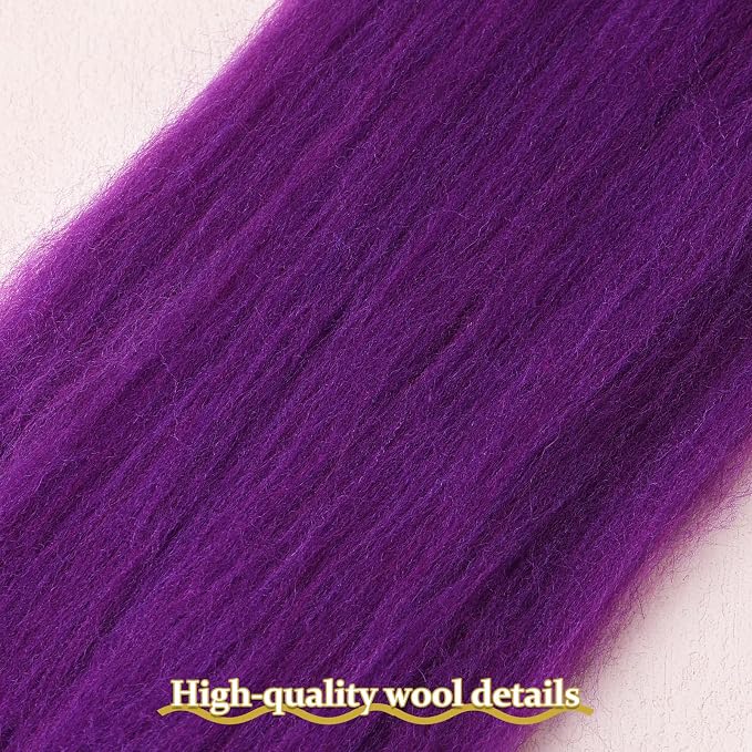 QMNNMA Wool Roving 0.88 lb, Colored Natural Wool Roving - Image 2