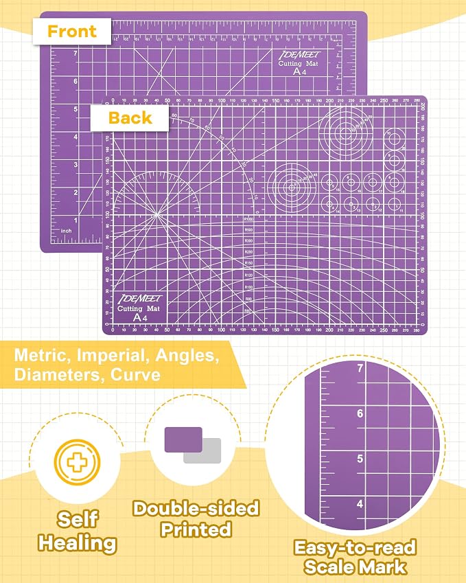Density-upgraded 9"x12" Self Healing Cutting Mat, Idemeet Rotary Sewing Mat - Image 4