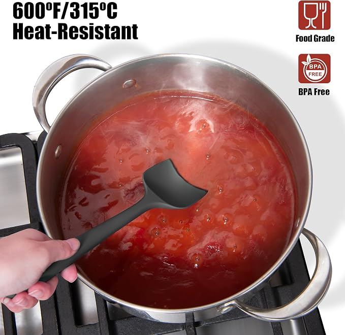 2-Piece Silicone Scraper & Spoon Spatulas: Doosu 600°F Heat Resistant Food - Image 3