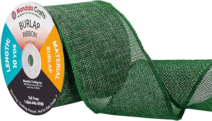 Mandala Crafts Green Burlap Ribbon 3 Inches Wide Jute Ribbons by MandalaCrafts