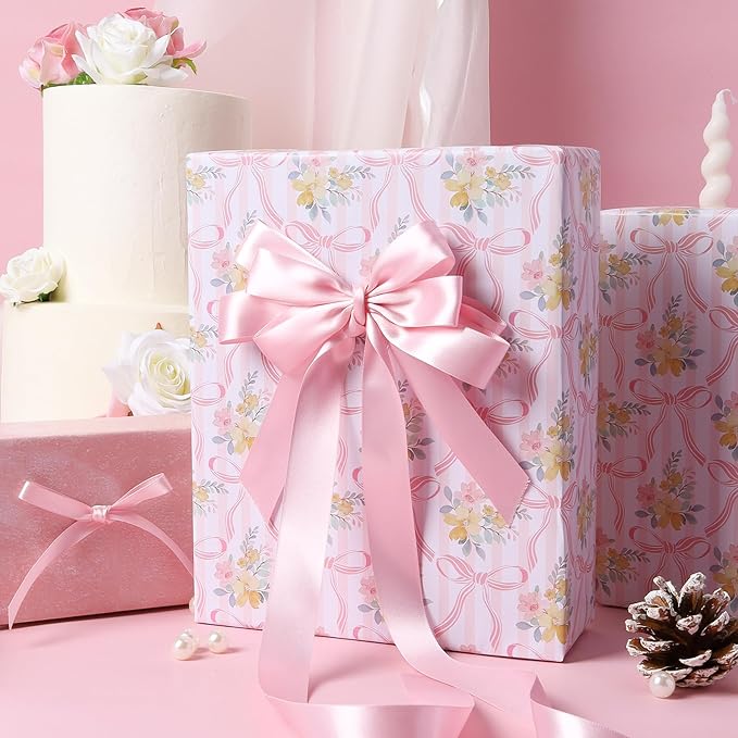 LaRibbons Light Pink Satin Ribbon 1 Inch 50 Yards Luxury Double Faced Pink Silk - Image 2
