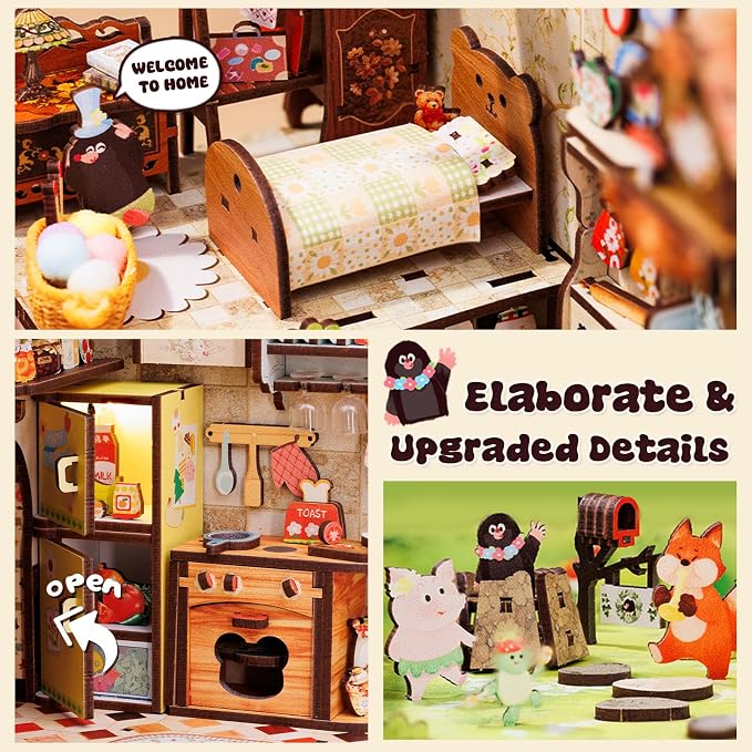 CUTEBEE Book Nook Kit, DIY Booknook Miniature House Tiny House 3D Wooden Puzzle - Image 5