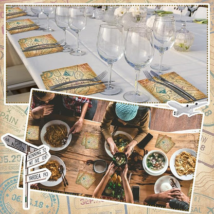 60 Pcs World Travel Cocktail Paper Napkins 6.5 x 6.5 Inches Disposable Paper - Image 5