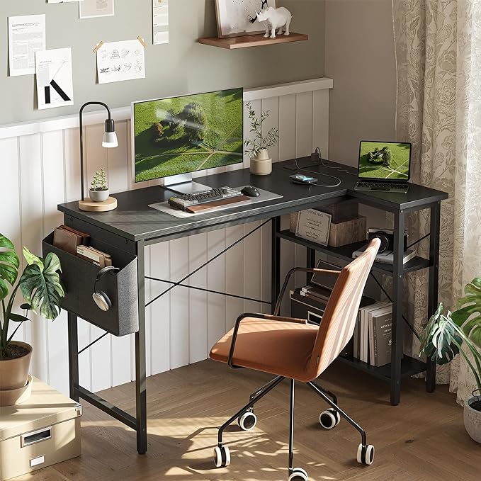 TIQLAB Small L Shaped Computer Gaming Corner Desk - Image 9