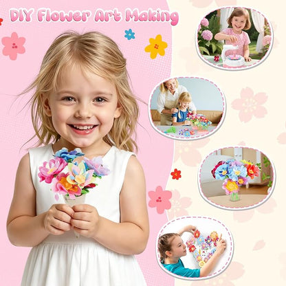 GirlsHome 300+PCS Fabric Flower Bouquets Toys, DIY Flower Crafts Kits - Image 6