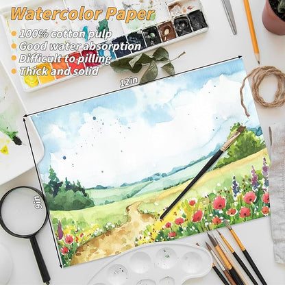 150 Sheets Cotton Watercolor Paper Pad-230GSM Art Paper-9 x 12 inch Painting & - Image 2
