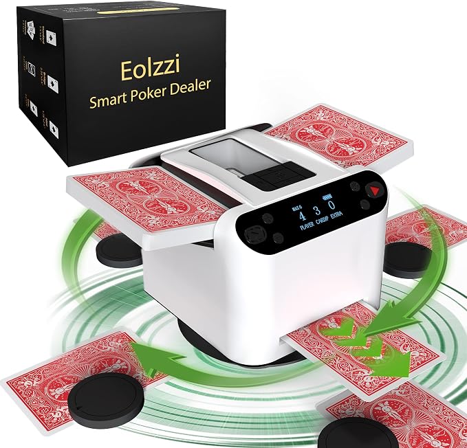 Automatic Card Shuffler and Dealer Machine 360° Rotation, Supports 12 Players by Unknown