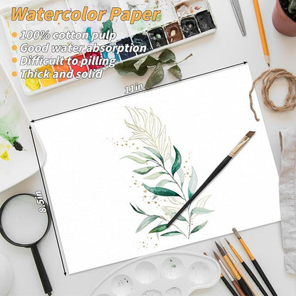 300 Sheets Cotton Watercolor Paper Bulk -140LB/300GSM Art Paper-8.5 x 11 inch - Image 2