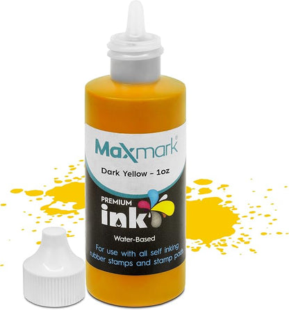 MaxMark Premium Refill Ink for self Inking Stamps and Stamp Pads, Dark Yellow by Maxmark