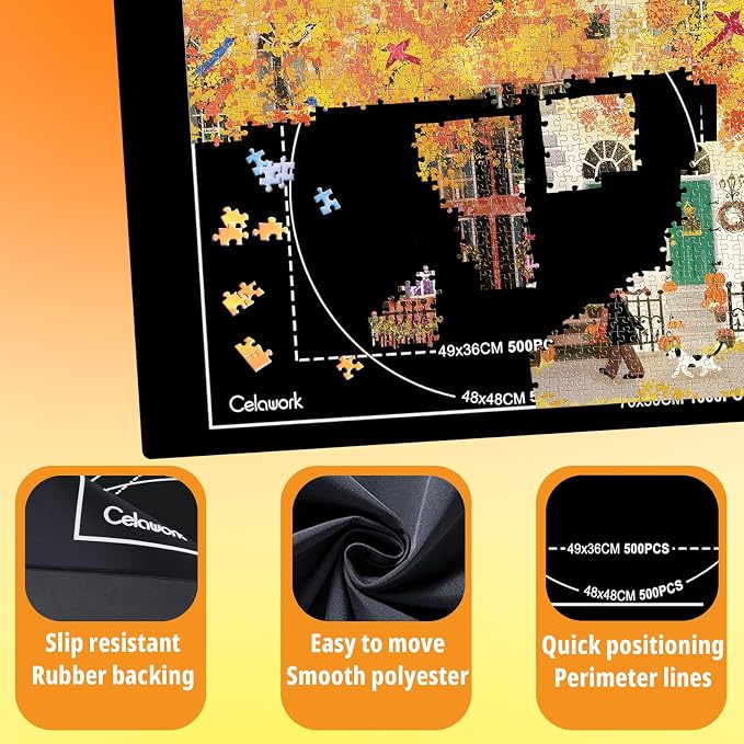 Rubber Jigsaw Puzzle Mat 1000 Pieces | 20" x 27"Puzzle Mats Roll Up | Jigsaw - Image 3