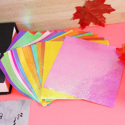STOBOK 100pcs Shiny Origami Paper Iridescent Paper Square Shiny Folding - Image 4
