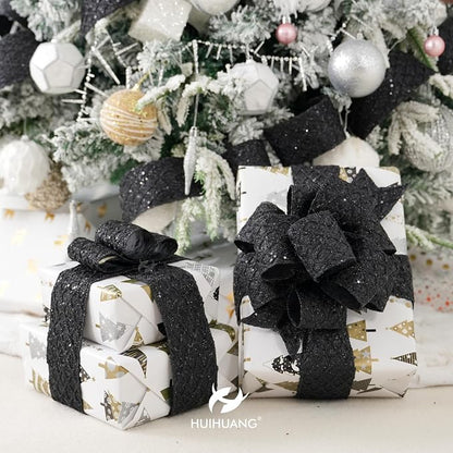 HUIHUANG Glitter Black Wired Ribbon - Image 4