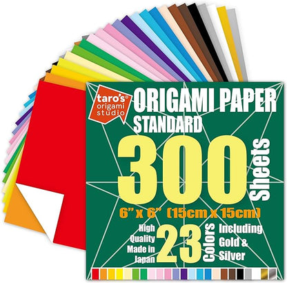 Standard 6 Inch One Sided 23 Colors 300 Sheets Square Easy Fold Premium by TAROSORIGAMISTUDIO