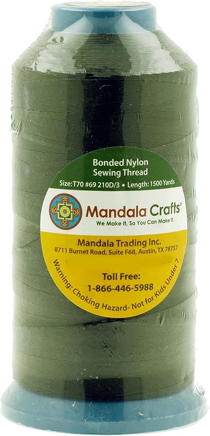 Mandala Crafts Bonded Nylon Thread Olive Green Heavy Duty Sewing Threads - Image 2