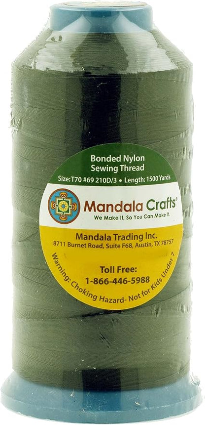 Mandala Crafts Bonded Nylon Thread Olive Green Heavy Duty Sewing Threads - Image 2