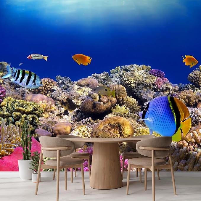 wall26 Removable Wall Sticker/Wall Mural Tropical Blue Fish Coral Reef Ocean - Image 3