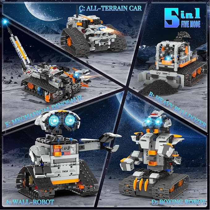 5in1 STEM Robot Building Kit for Kids 6-14+, APP & Remote Control STEM Robot - Image 2