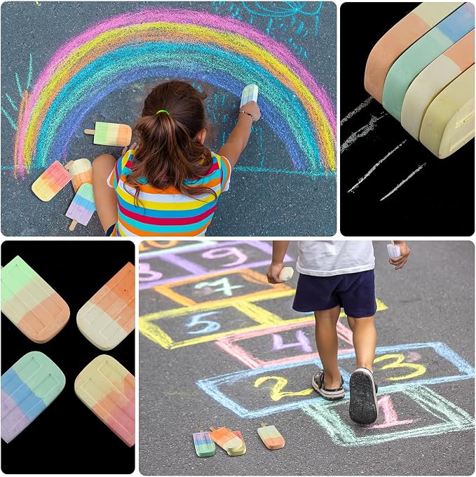 36 Pcs Ice Cream Sidewalk Chalk Set Multicolor Chalk Party Favors Bulk Washable - Image 4