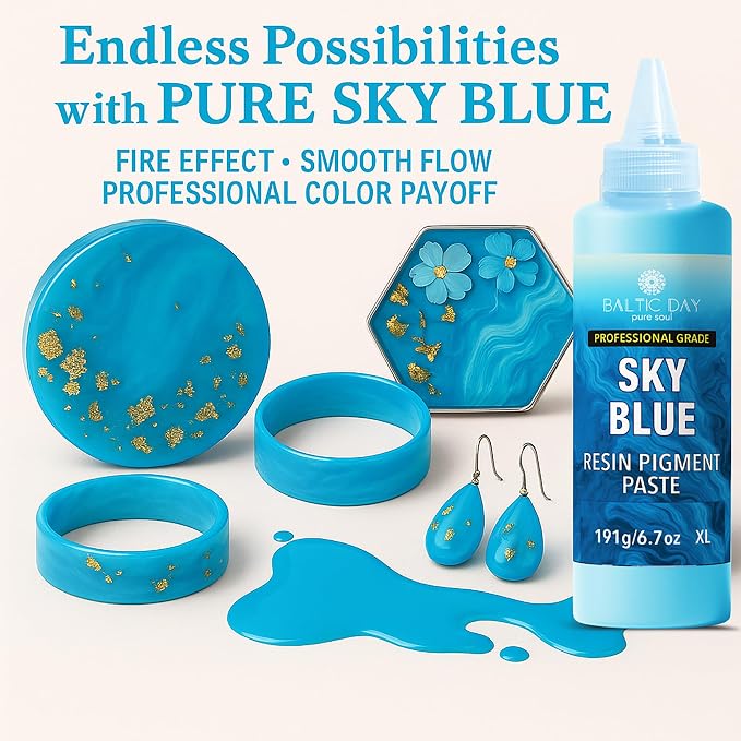 BALTIC DAY Sky Blue Epoxy Resin Pigment Paste XL – Opaque Epoxy Dye & High - Image 4