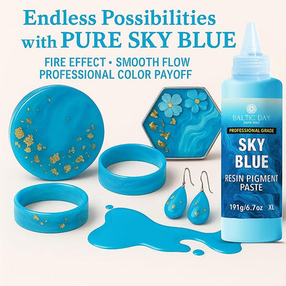 BALTIC DAY Sky Blue Epoxy Resin Pigment Paste XL – Opaque Epoxy Dye & High - Image 4