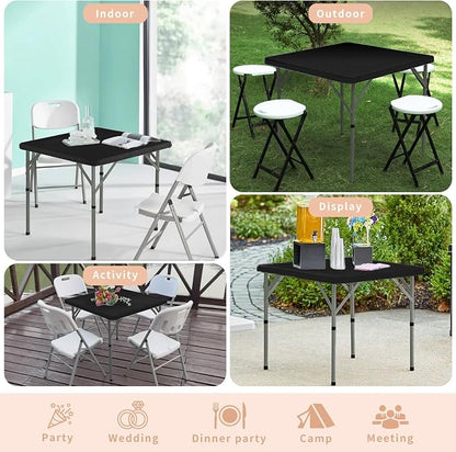 34" Square Folding Table, Party Use, HDPE Plastic Tabletop - Image 7