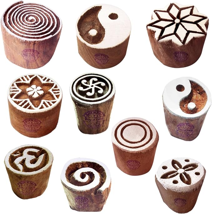 Tattoo Print Blocks Oriental Small Round Design Wood Stamps Htag2154 by RoyalKraft