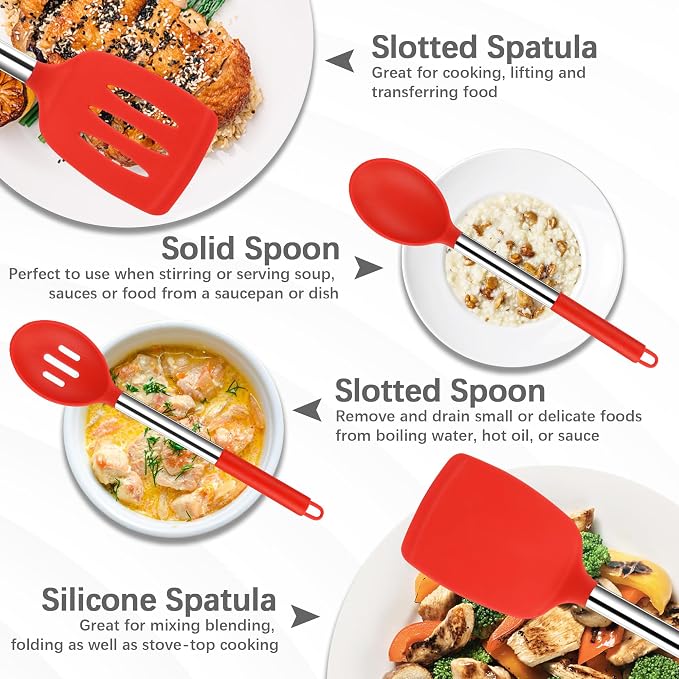 Silicone Spatula Spoon Set, BPA Free Kitchen Turners - Image 6