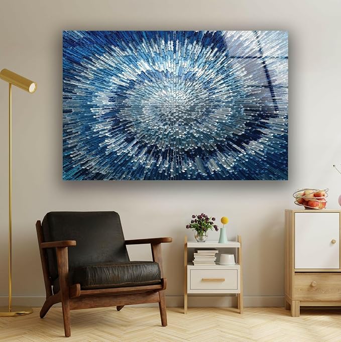 My Photostation.com Round 24'' Abstract Blue Textured Glass Wall ArtTempered - Image 4