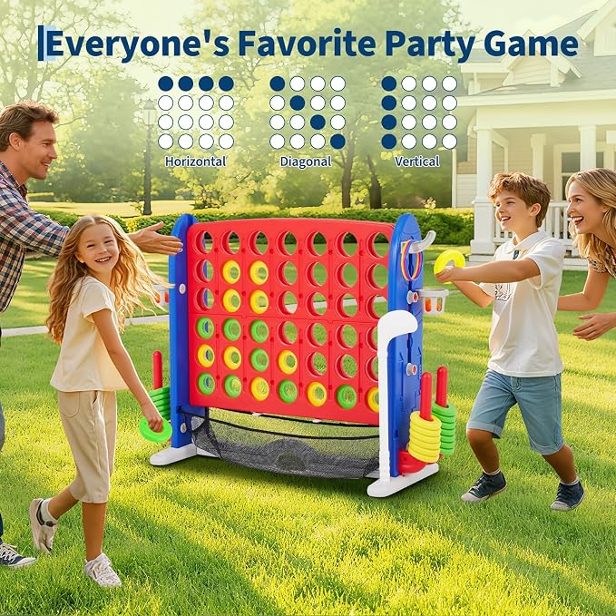 Giant 4 in a Row Game, Adjustable Height Board Jumbo 4-in-a-Row Game - Image 5