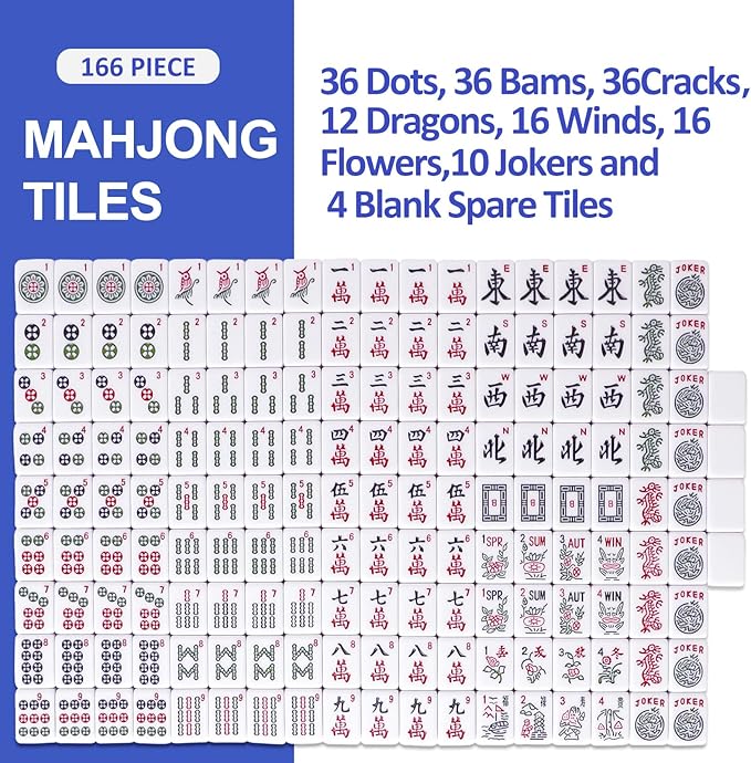 American Mahjong Tile Set with 166 Navy Blue Back Tiles - Image 3