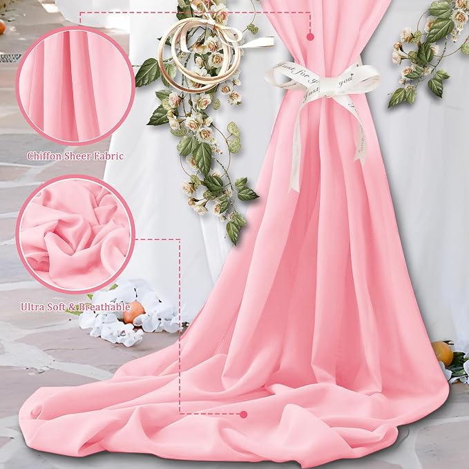 Horbaunal Light Pink Chiffon Fabric by The Yard, 10 Yard Continuous Sheer - Image 3
