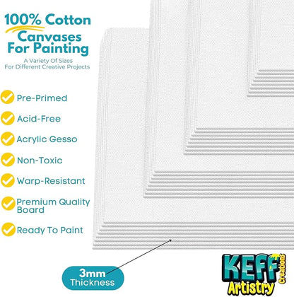KEFF 32-Pack Bulk Canvas for Painting, 8 of 5x7, 11x14 Canvas Boards for - Image 3