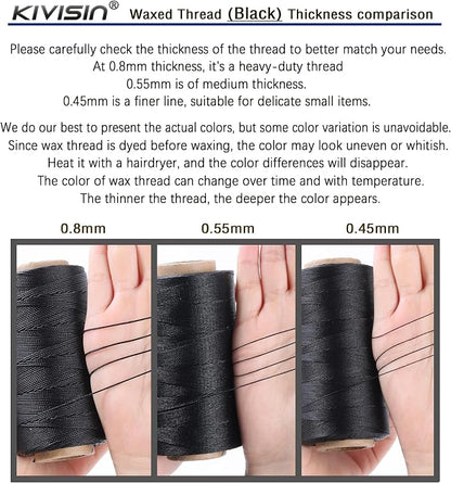 Thin Wax Polyester Thread, 547 Yards, 3 Ply Round Waxed Cord Strings - Image 4