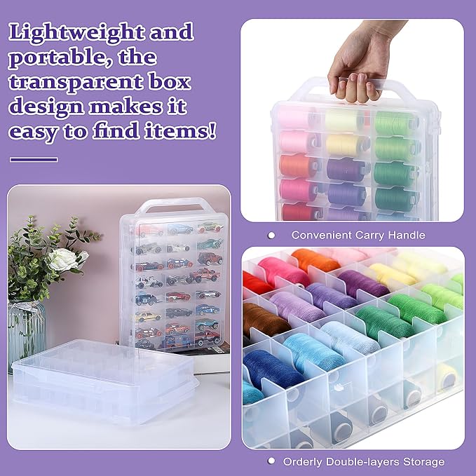 OwnMy 2 Pack 46 Grids Sewing Thread Organizer, Double-Sided Thread Spool - Image 5