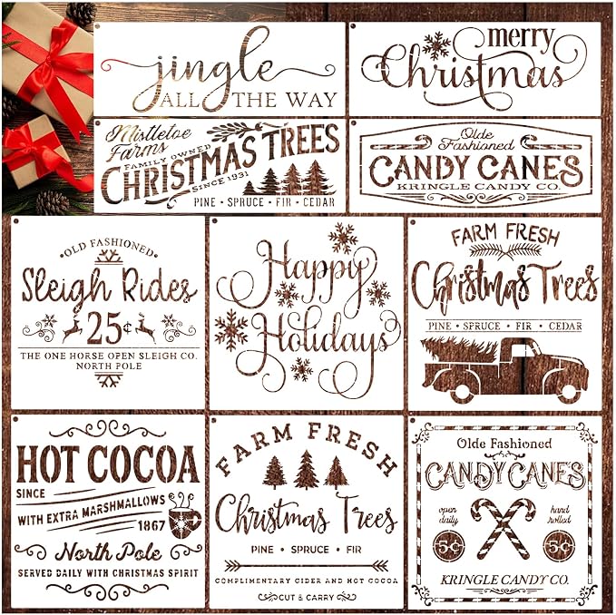 10 Pieces Large Christmas Stencils - Image 9