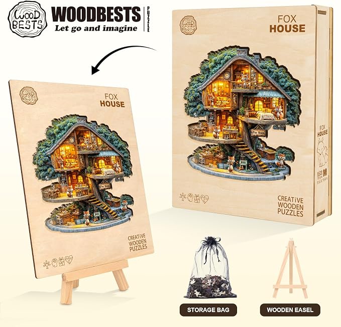 WOODBESTS Wooden Puzzles for Adults Fox House Wood Puzzle Adult, Unique Wooden - Image 7