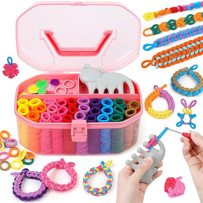 FUNiOi Kids Art and Craft Kit, Rubber Band Bracelet Make Toy, Cat Weaving Comb by FUNiOi