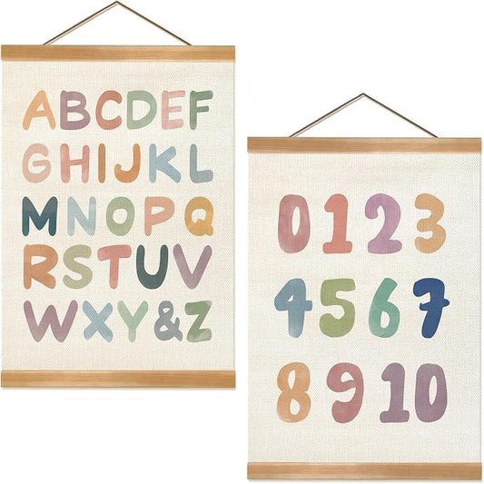 ZTGDA Alphabet Numbers Poster Set of 2, Alphabet Numbers Wall Art Poster by Unknown
