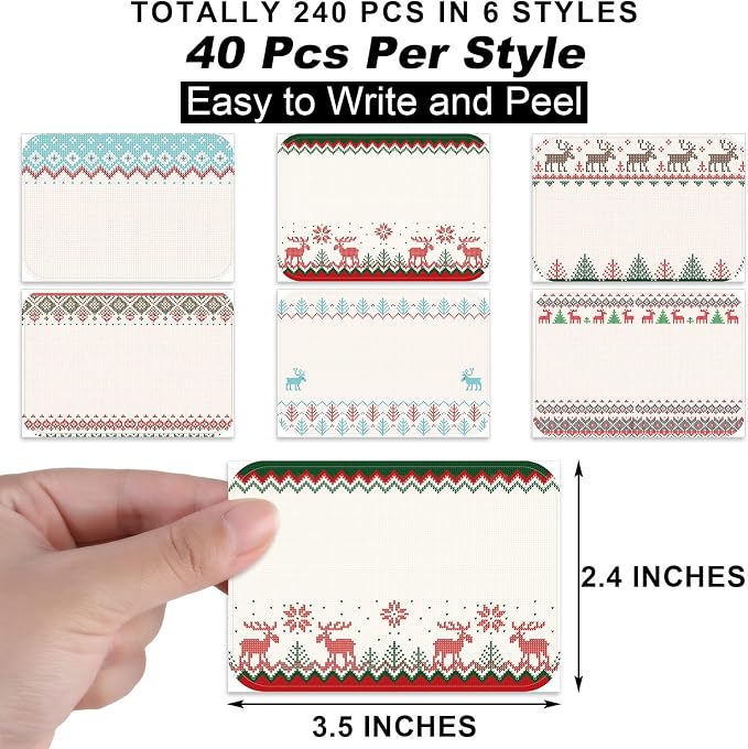 240 Pcs Ugly Sweater Name Tags Stickers - Image 2