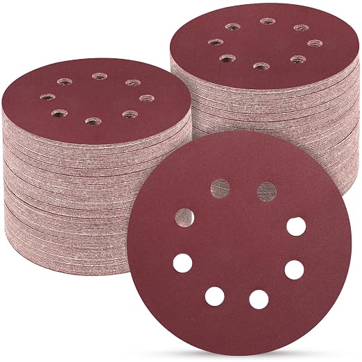 100 PCS 5 Inch Sanding Discs 600 Grit, Round Hook and Loop Sandpaper by POTUINOM