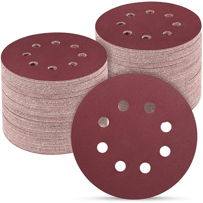 100 PCS 5 Inch Sanding Discs 600 Grit, Round Hook and Loop Sandpaper by POTUINOM