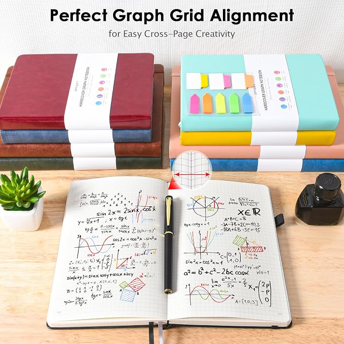 5 Pack Graph Paper Notebook, 312 Numbered Pages Graph Notebook Bulk, 100gsm No - Image 6